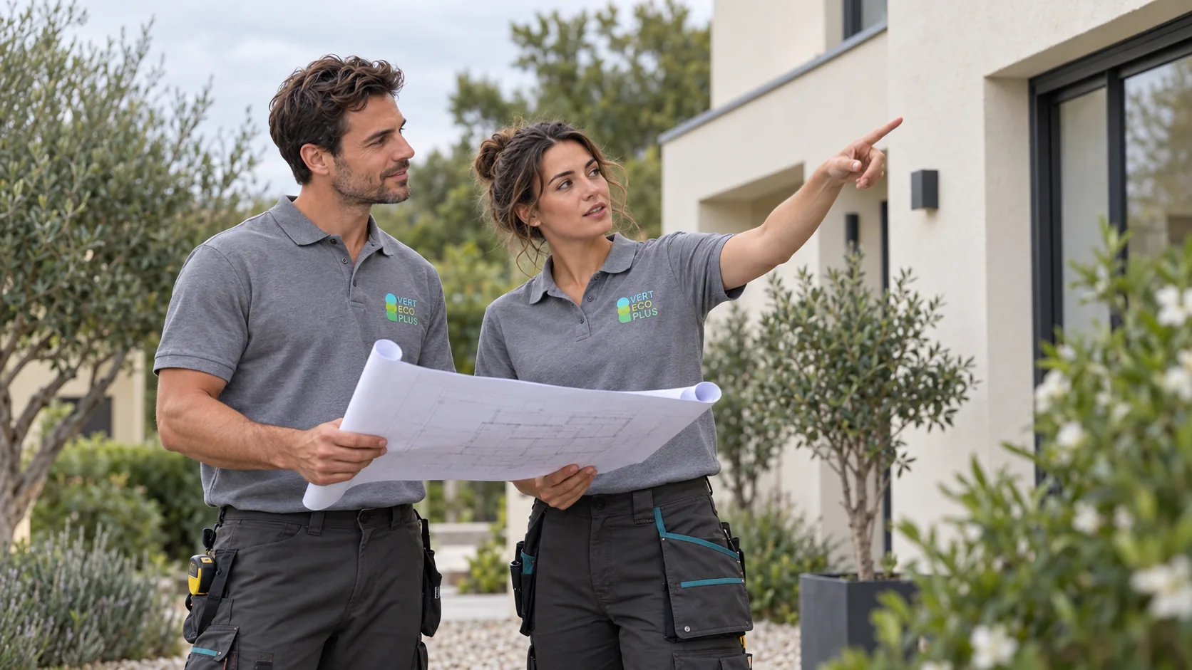Illustration d’une équipe portant le logo Vert Eco Plus